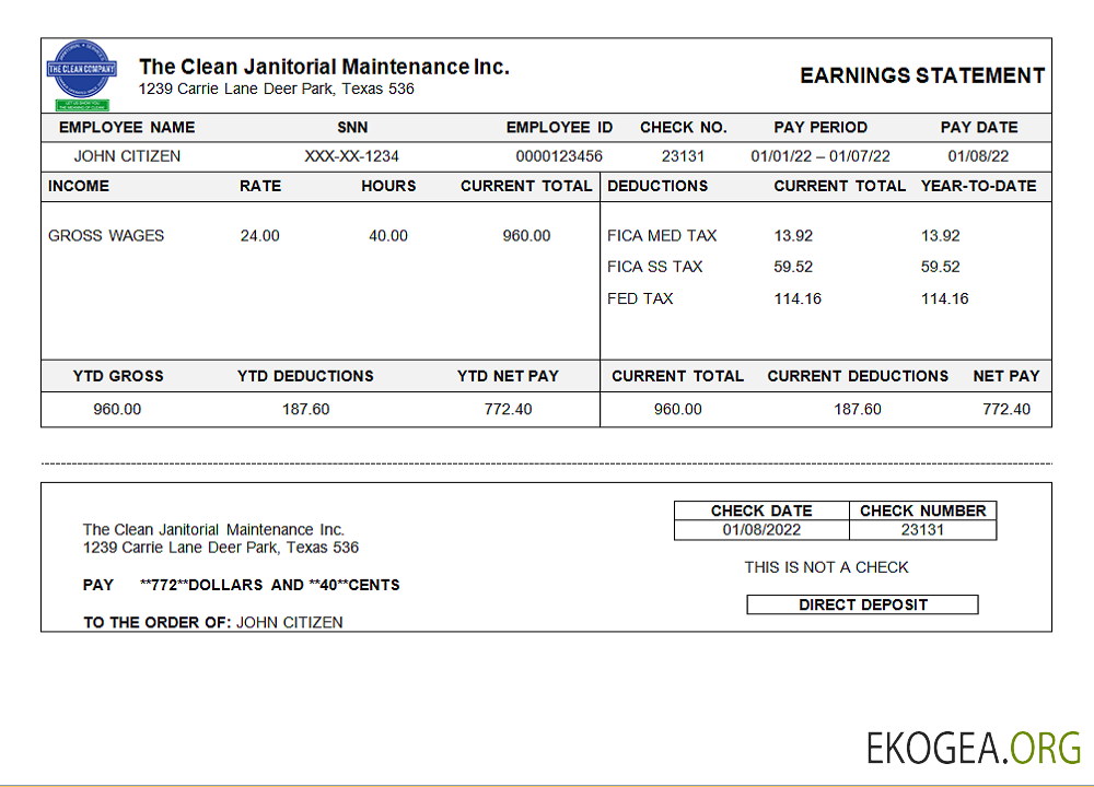 État des résultats d'une entreprise de nettoyage commerciale aux États Unis, au Texas